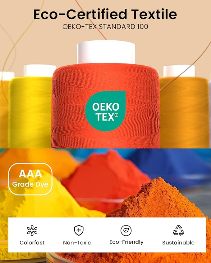 96pcs professional sewing thread kit, 48 colors 400 yards/spool, [top durability with 4-ply tight-twist] aaa-grade polyester thread with prewound bobbins, sewing thread for hand & machine sewing