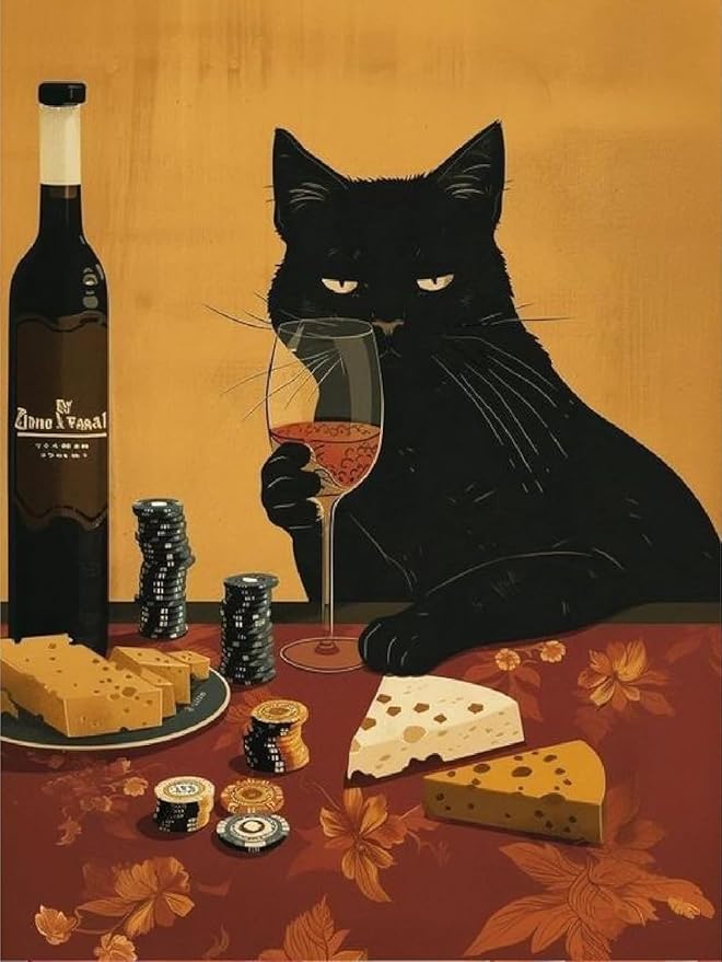 ARPADAMO Diamond Art Kits for Adults,5D Animal Diamond Painting DIY Black Cat Diamond Art Diamond Painting Kits for Adult,Round Full Drill Diamonds, Diamond Art Kits for Home Decor-12x16inch