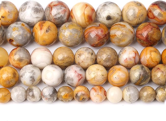 45pcs 8mm Natural Stone Beads Crazy Lace Agate Gemstone Round Loose Beads for Jewelry Making DIY Bracelet Necklace