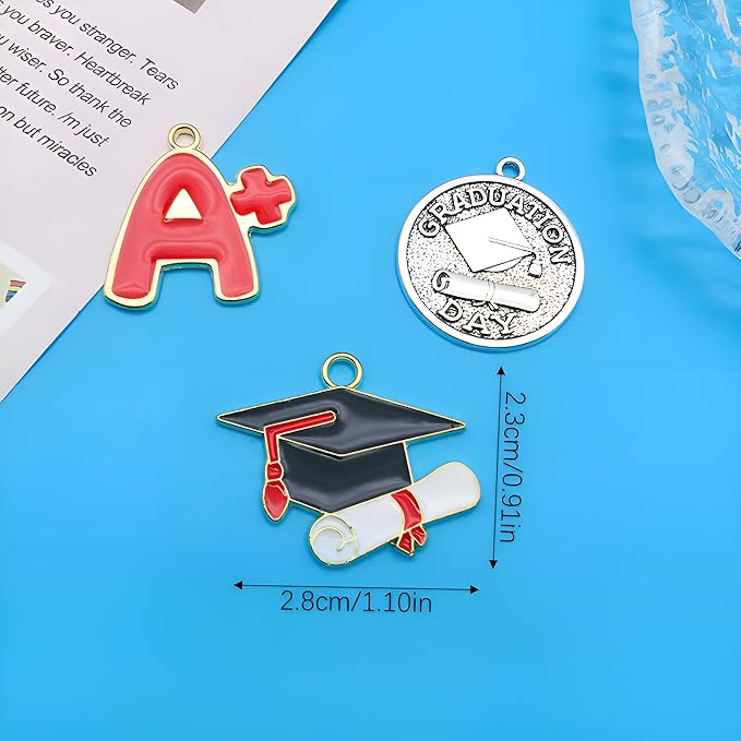 Youdiyla 36pcs Alloy enamel student graduation set series Pendant Jewelry Making DIY Keychain Earrings Pendant Various Design Charms for Jewelry Making Bracelets Necklace (SN287)