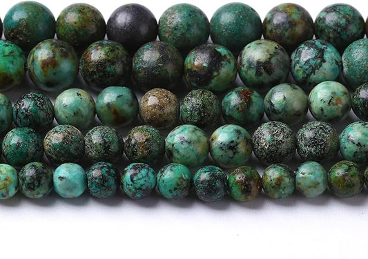 6mm 120pcs Natural African Turquoise Stone Beads for Jewelry Making Round Loose Gemstone Beads DIY Bracelet Necklace Earrings 32" 2 Strands