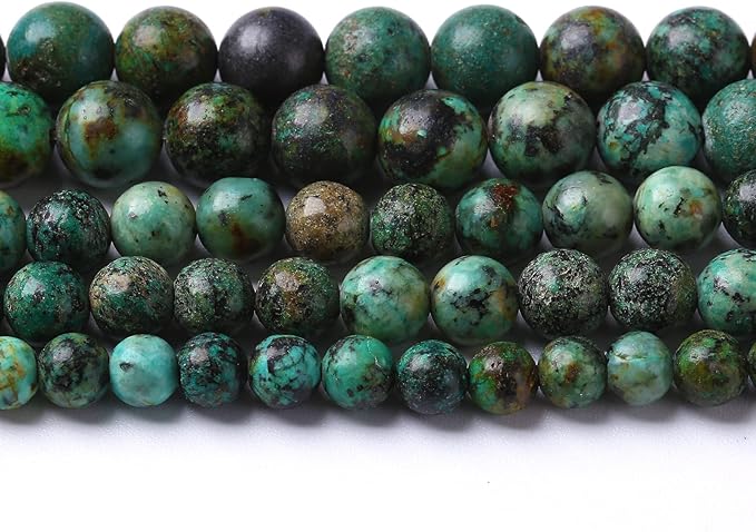 4mm 90pcs Natural African Turquoise Stone Beads for Jewelry Making Round Loose Gemstone Beads DIY Bracelet Necklace Earrings(African Turquoises, 4mm)