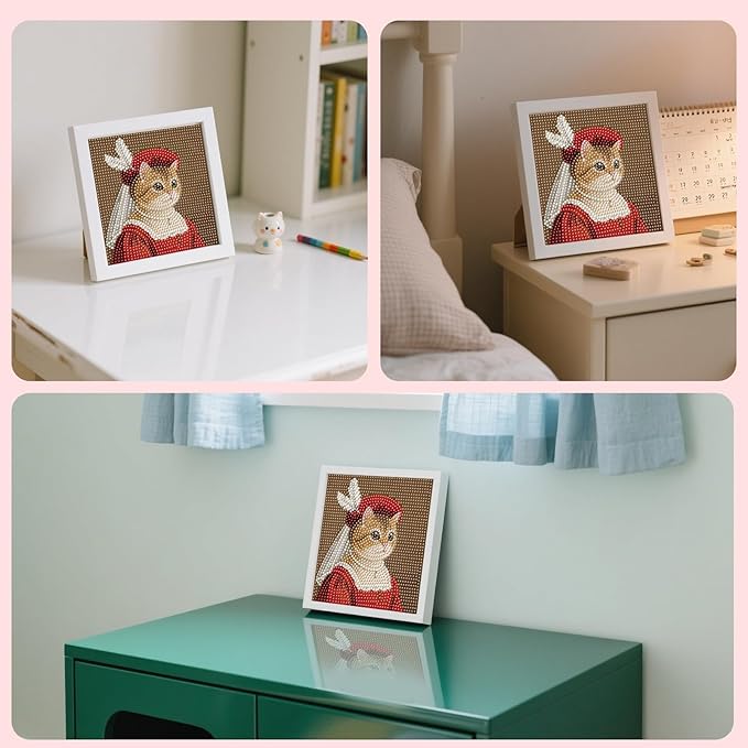 FlyingMage 5D Diamond Art Painting Kits with Wooden Frame, Cute DIY Diamond Art Mosaic Kits for Adults Women Teen, Kawaii Diamond Crafts Arts Full Drill Diamond Dots (Red Queen)