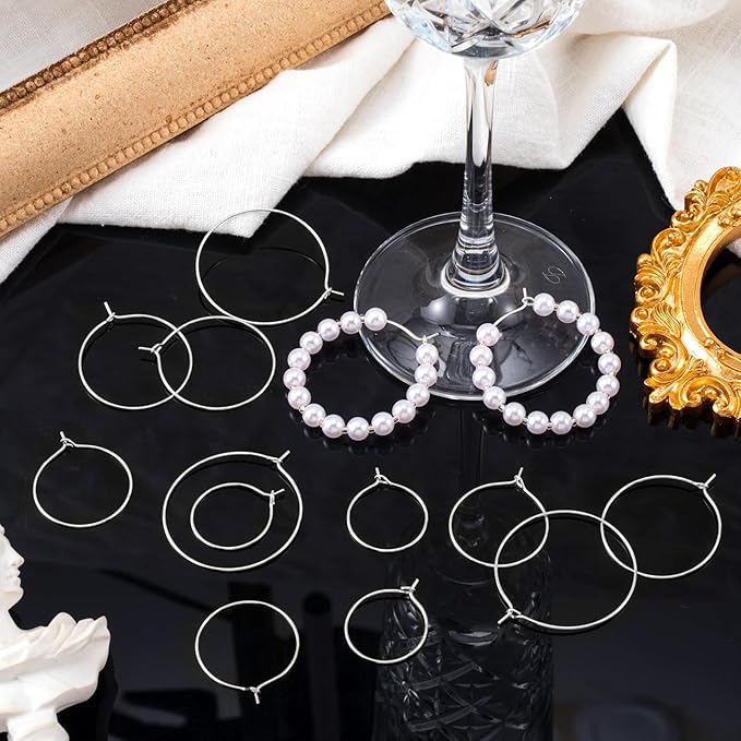 OIIKI 120PCS Earring Hoops, Beading, 4 Sizes, Silver Plated, Open, Round, for DIY Jewelry Crafts