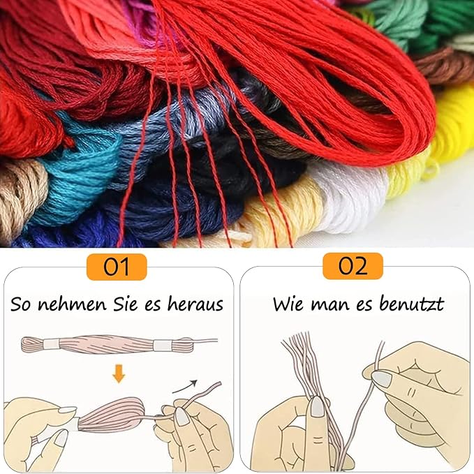 Maxee Embroidery Thread, 447 Colors Per Pack Embroidery Floss,8m Cross Stitch Threads,Friendship Bracelets Floss, Crafts Floss Rainbow Color with Free Embroidery Needles, Floss Bobbins