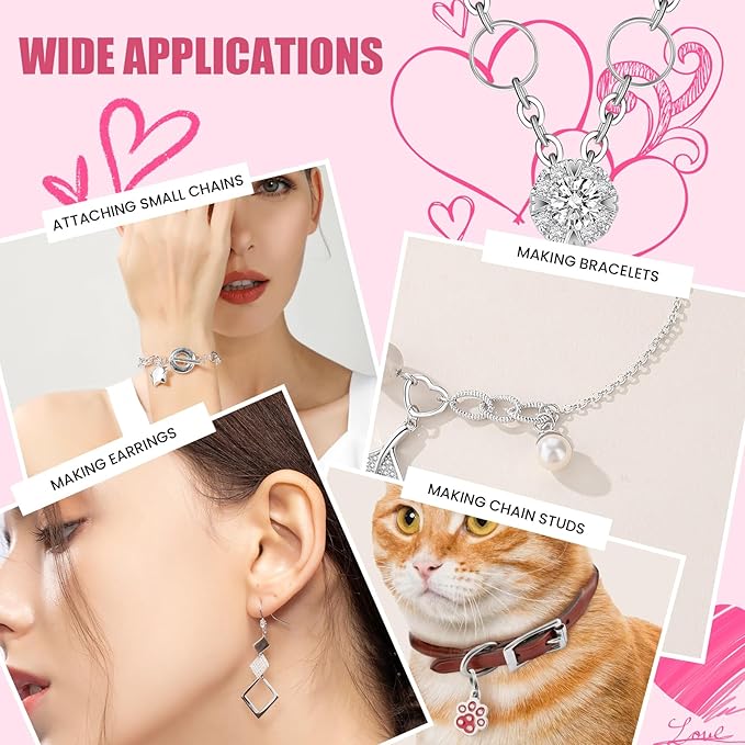 500 Pcs Double Open Jump Rings Kit, Stainless Steel Mini Round Split Craft Jump Keychains Key Ring with Double Loops Connectors for Jewelry Making, Bracelets Necklace Repair, DIY (4, 6, 8, 10, 12mm)