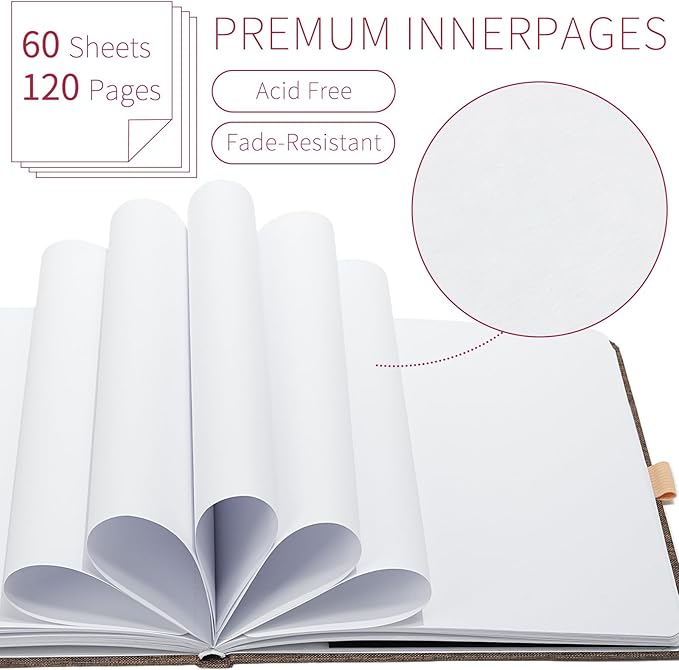 Vienrose 5.5"x5.5" Sketch Books, Linen Cover Hardbound Sketching Book with Acid-Free Paper, Drawing Pad for Kids, Beginners & Professionals, Art Supplies for Adults & Students(Brown, 60 Sheets)