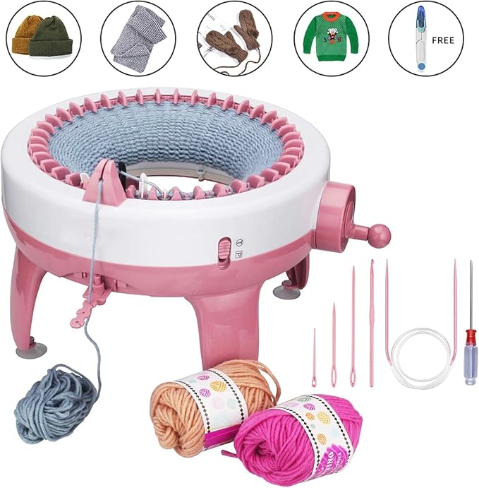 MIAOKE Knitting Machine, 48 Needles King Size Smart Weaving Loom Knitting Round Loom, Smart Knitting Board Rotating Double Knit Loom Machine, DIY Knitting Loom Machines Weaving Loom Kit for Adults