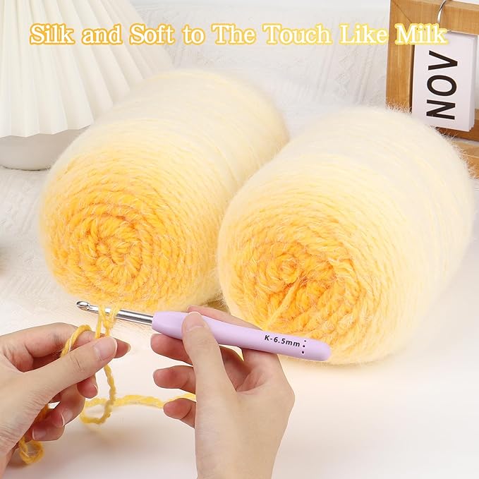 Katech Ombre Yarn for Crocheting-Large Skein of Gradient Yarn Cake-2 Pack of 200g/7.05 oz-80% Acrylic,20% Nylon- #4 Medium-Perfect for Star Blankets, Scarves, Shawls and Garments (G)