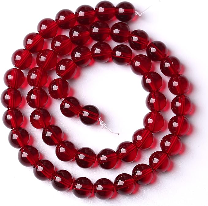 Smooth Garnet Red Glass Crystal Round Loose BeadsFor Jewelry Making DIY Bracelet Necklace Accessories 4mm 91pcs 15" Strand(Garnet Red Glass, 4mm)