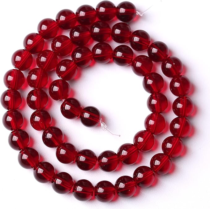 Smooth Garnet Red Glass Crystal Round Loose BeadsFor Jewelry Making DIY Bracelet Necklace Accessories 12mm 34pcs 15" Strand (Garnet Red Glass, 12mm)
