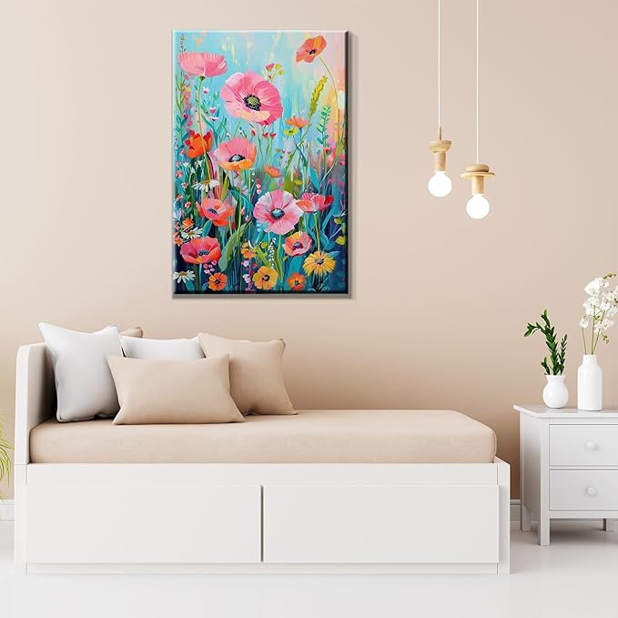 JOOZ Flower Paint by Number for Adults with Easel Paint by Numbers Kit with Frame for Adults Beginners on Canvas DIY Acrylic Painting Kit for Home Decor Gift 7.87x11.81 Inch