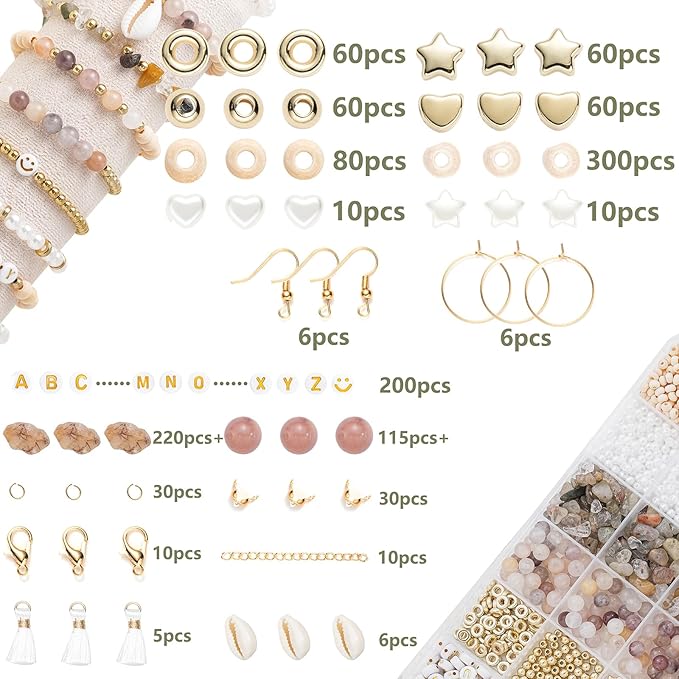 xylise jewelry making supplies kit natural stone beads for irregular natural stone with for diy craft bracelet necklace earrings for adults(light purple)