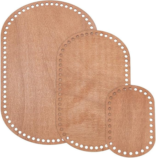 PH PandaHall Oval Wooden Basket Base, 3 Sizes Coffee Blank Crochet Basket Base, Crochet Bag Bottom Crochet Bottom Accessory for DIY Basket Craft Knitting for Knitters, Crocheters and Beginners