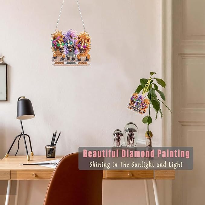 Masendp 3-Horse Diamond Painting Double-Sided Wall Hanging Set, DIY Irregular Shaped Rhinestone Window Decoration Set, Suitable for Home and Garden Wall Decoration Gifts
