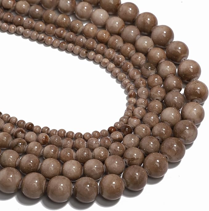 Stone Beads, 60pcs Brown Persian Agate, 6mm Round Loose Beads for Jewelry Making, Bracelets, with Bag, String & Card