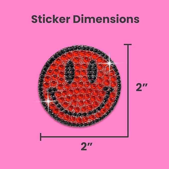 stickerbeans® rhinestone stickers - red spirit 4-pack, 2” x 2” each, unique sparkly cut-to-shape for collecting, trading, decorating laptops, phone cases, scrapbooks, for kids, teens, & adults