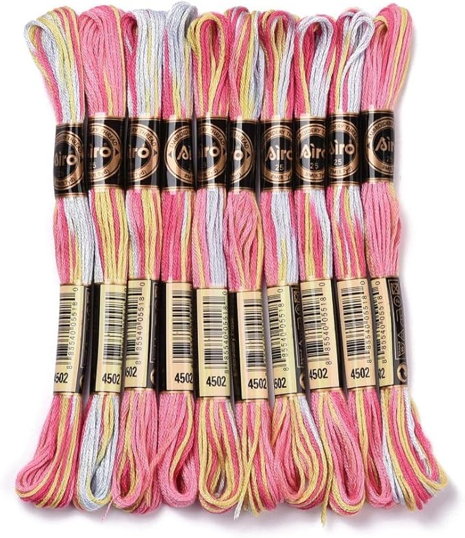 FASHEWELRY 10 Skeins Pastel Embroidery Floss Friendship Bracelet String Threads 6-Ply 0.5mm Cross Stitch Embroidery Thread for Sewing Bracelet Making Stitching Crafts