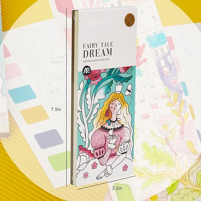 Pocket Watercolor Book Set, Watercolor Painting Book,Watercolor Bookmarks for Kids, Beginning, Students Painters Christmas Gifts (1PCS-B)