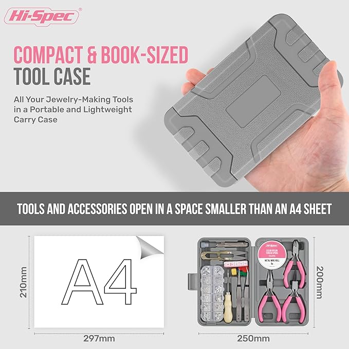 Hi-Spec Jewelry Making Supplies Kit for Adults with Findings Accessories Box Set. Pliers & Wires for Handmade Bracelets, Necklaces, Earrings and Charms Arts & Crafts