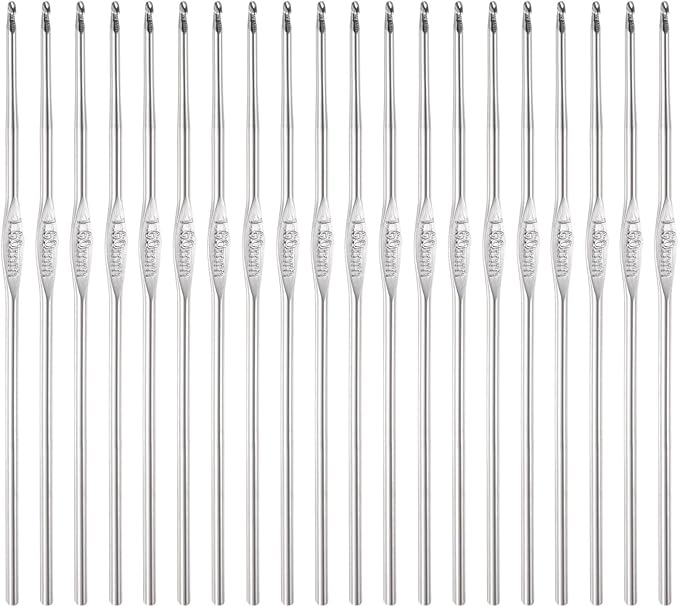 uxcell 20Pcs Crochet Hook Stainless Steel 1.6mm Metal Knitting Needles for DIY Craft Lace Yarn