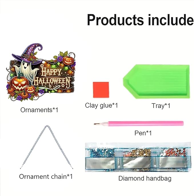 AIBOERL Diamond Art Hanging Kit for Adult,Special Shaped Rhinestone,Double Sided 5D DIY Acrylic Diamond Art Painting Window Pendants Home Garden Wall Hanging Kits Hanging Ornament (Halloween)