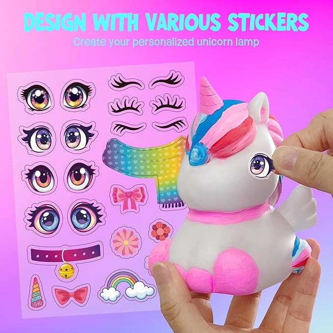 paint your own unicorn lamp kit, art supplies unicorn painting kit for kids, arts and crafts for kids ages 6-12, unicorn toys birthday christmas gifts for girls boys ages 3 4 5 6 7 8 9 10 11 12+