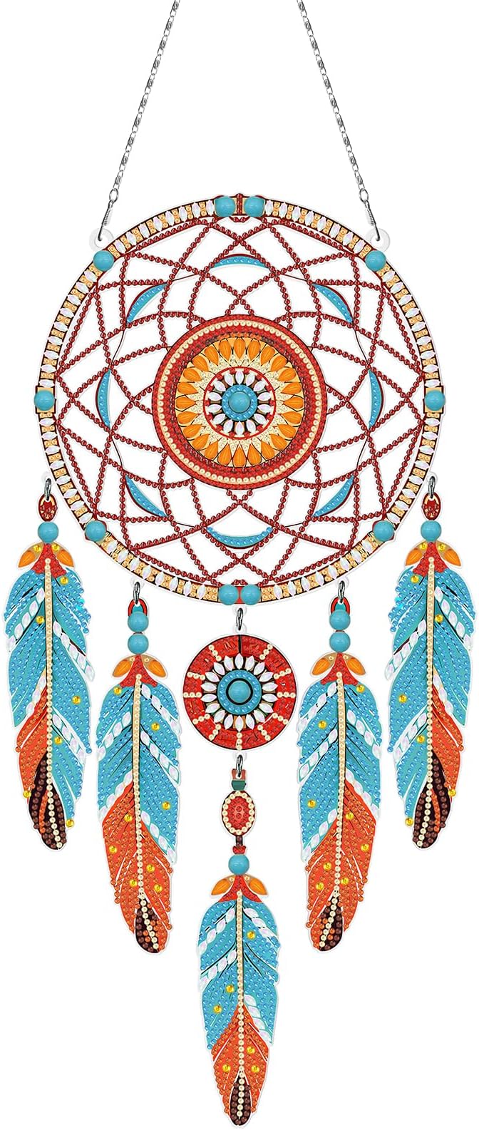 Diamond Dream Catchers Kit, Hanging Diamond Art, DIY Kit for Home Wall & Window Decor, Handmade Craft for Room Decoration (Waves)