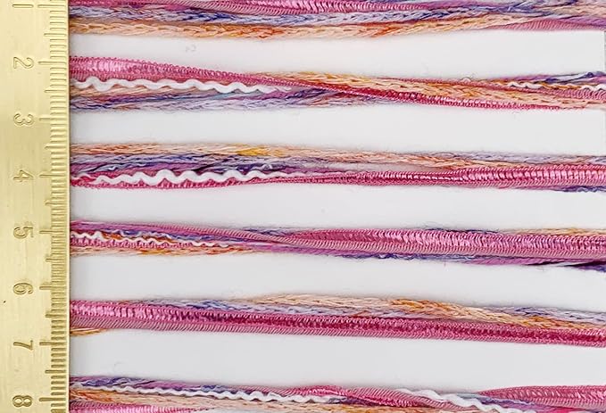 Hand-Blended Multifiber Multicolored Fancy Yarn with Subtle Shimmering Threads for Knitting Crocheting Crafts DIY, Set of 3 Rolls (Orange Pink)