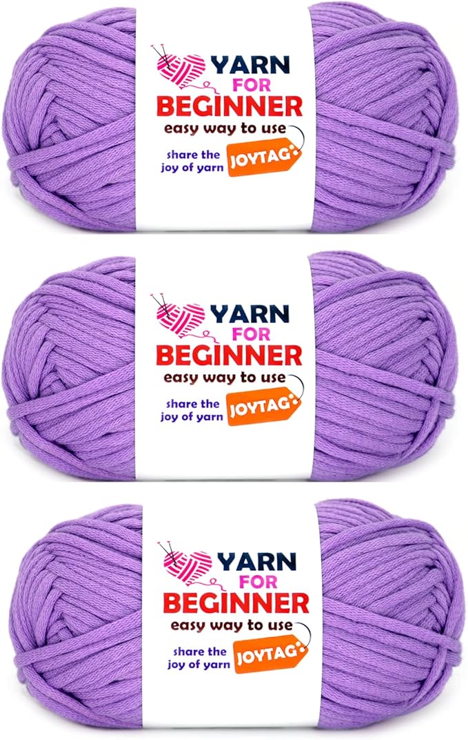 Purple Cotton-Nylon Blend Yarn for Crocheting and Knitting (3x50g)