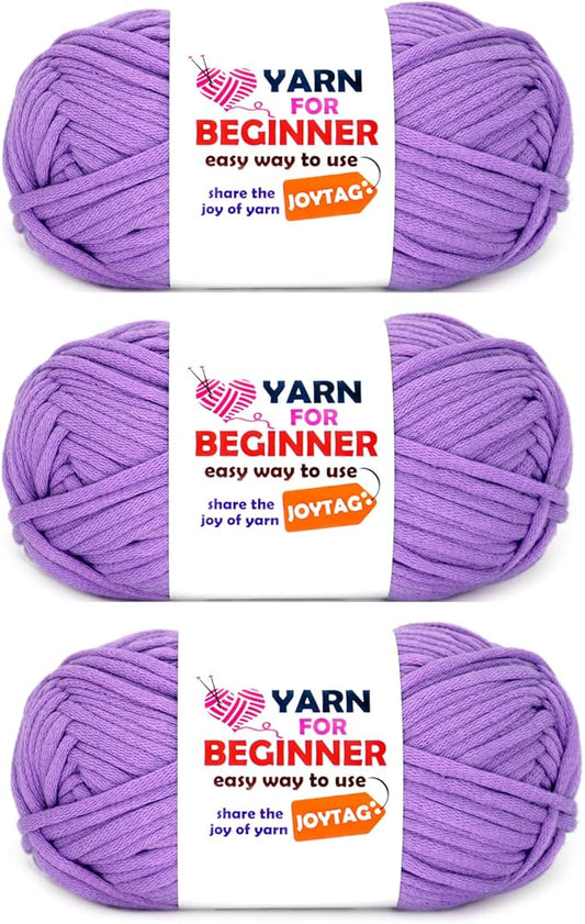 Purple Cotton-Nylon Blend Yarn for Crocheting and Knitting (3x50g)