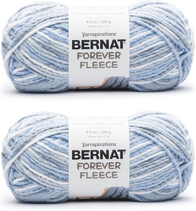 Bernat Forever Fleece Rain Yarn - 2 Pack of 280g/9.9oz - Polyester - 6 Super Bulky - 194 Yards - Knitting/Crochet