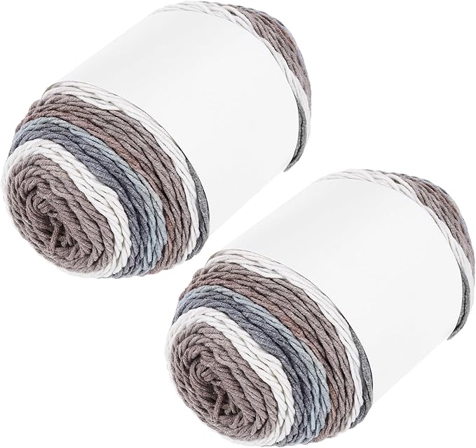 MECCANIXITY Cotton Acrylic Yarn for Crocheting, 422 Yard 5 Ply Soft Gradient Yarn Acrylic 45% Cotton 55% Used for DIY Knitting Blankets Scarves(2 Packx100g,Beige,Brown,Gray)