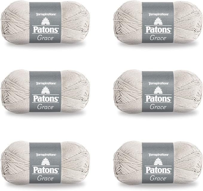Patons Grace Clay Yarn - 6 Pack of 1.75oz/50g - Cotton - 3 DK - 136 Yards - Knitting/Crochet
