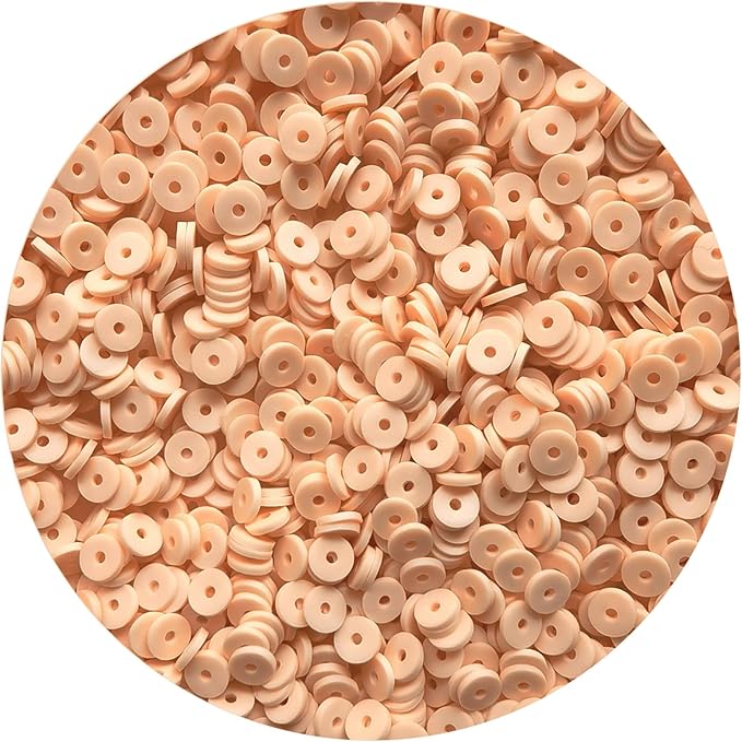 2000pcs Flesh Color Clay Beads for Bracelets Making Heishi Polymer Disc Bead Flat Spacer 6mm for Jewelry Earrings DIY Crafts