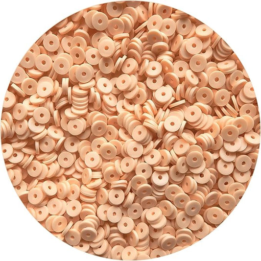 2000pcs Flesh Color Clay Beads for Bracelets Making Heishi Polymer Disc Bead Flat Spacer 6mm for Jewelry Earrings DIY Crafts