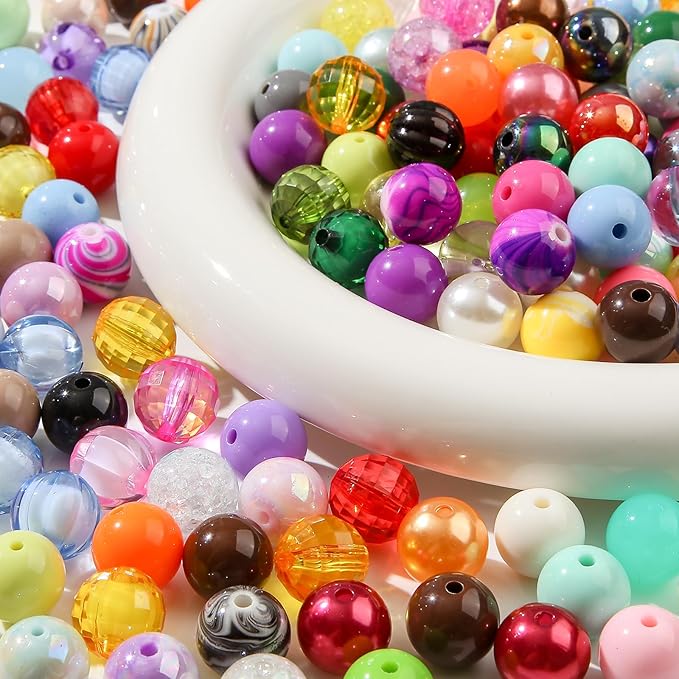 16mm Acrylic Beads 100pcs Focal Spacer Bead Chunk Bubblegum Beads for DIY Crafting Necklace Bracelet Jewelry Making Keychain (10colormix)