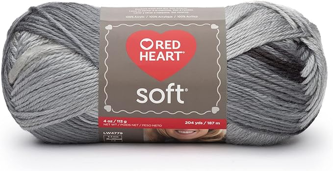 Red Heart Soft Grayscale Yarn - 3 Pack of 113g/4oz - Acrylic - 4 Medium (Worsted) - 256 Yards - Knitting/Crochet