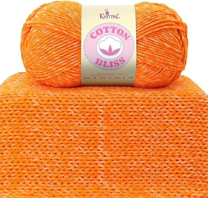 Cotton Bliss Soft Cotton Blend Yarn for Crocheting, 4-Pack (640Yds / 400G), Free Patterns, Beginners Friendly - #4 Medium Worsted Weight Yarn for Baby Blanket - Speckled Pumpkin