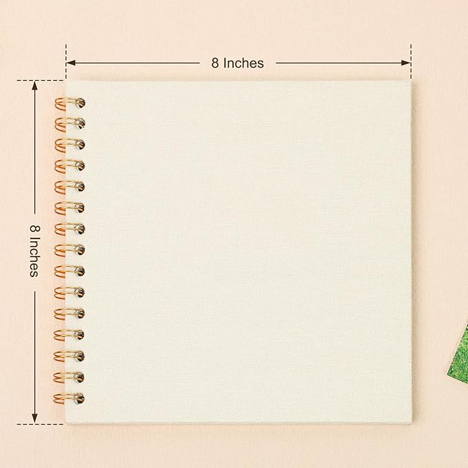 Scrapbook Photo Album 8x8 Inches 40 Pages Hardcover Kraft Paper Linen Cover Scrap Book Memory Book DIY Scrapbook Albums for Wedding Baby Boyfriend Travel Anniversary Family, Beige