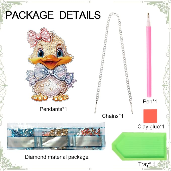 Duck Animal Diamond Painting Hanging Kit – DIY Acrylic 5D Special Shaped Diamond Art Pendant Ornament Board for Wall, Door Garden Decoration, Handmade Craft Kit Gift for Adults and Beginners