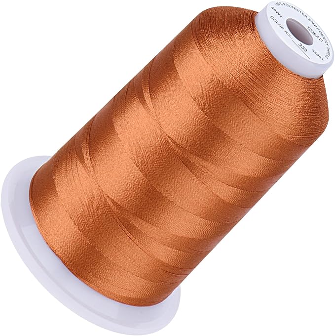 Simthread 5500Yds Embroidery Thread, 5000M High-Yardage 40WT 100% Polyester Thread – 170+ Vivid Colors, High-Speed Rated – Compatible with Brother, Singer, Janome & More - Clay Brown 339