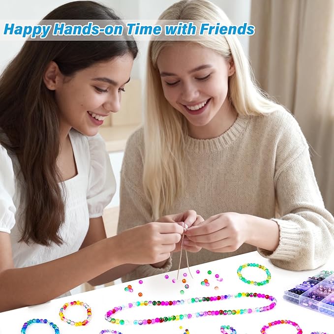 About 1200PCS 6mm Crack Glass Beads,24 Assorted Crack Violet Purple Series Colorful Crystal Beads for Bracelet and Jewelry Making and DIY Crafts,Friendship Bracelets