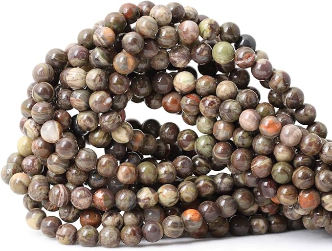 60PCS 6mm Natural Patterned Agate Round Loose Beads for Jewelry Making 1 Strand 15 inches