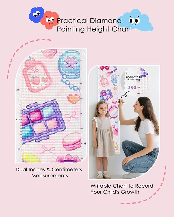 forever young DIY Growth Chart for Wall Diamond Art Kits for Kids Diamond Painting Kits for Adults, Square Drill Diamond Painting Kit, Gem Art Kit Diamond Dots, Make Up Height Chart 47.2 x 3.9 Inch