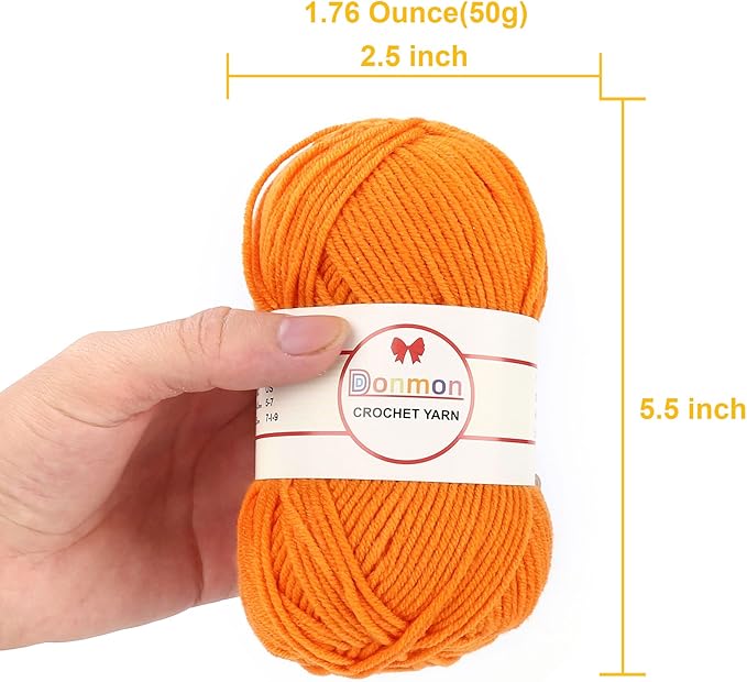 Donmon Yarn for Crocheting and Knitting, 12 Skein Multicolor, 1200 Yards, 75% Polyester 25% Acrylic, 3 DK Weight, Soft and Smooth