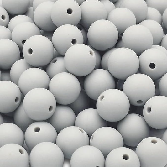 DIYOMR 100Pcs Silicone Beads, Single Color Beads Silicone Round Beads Rubber Craft Beads Bracelet Necklace Beads for Keychain Jewelry Lanyard DIY Crafts Making (12mm,Light Grey)