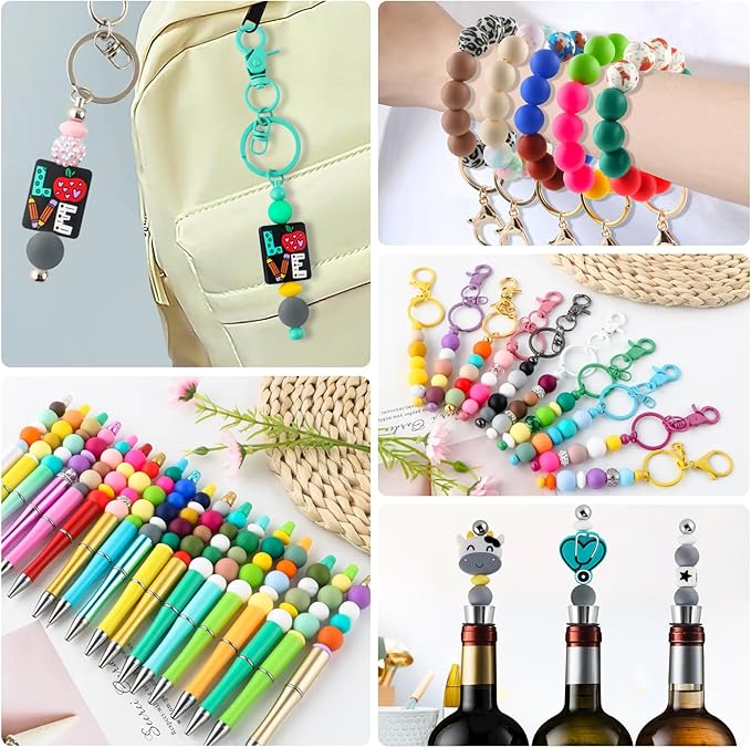 150Pcs 15mm Silicone Beads for Keychain Making Bracelet Necklace, Bulk Round Silicone Beads for Pens（Dim Gray）