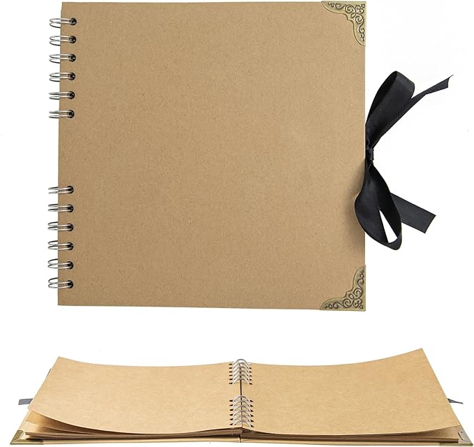 Scrapbook (8 x 8 inch) Scrapbook Album 60 Pages Ideal for Your DIY Scrapbooking Albums Wedding and Anniversary Family Photo Album (brown)