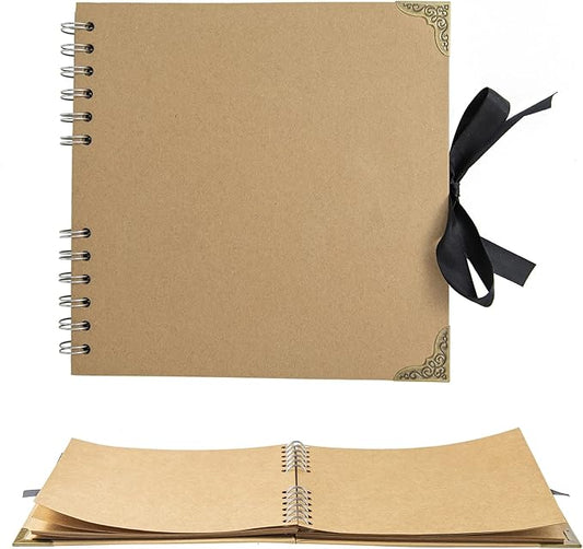 Scrapbook (8 x 8 inch) Scrapbook Album 60 Pages Ideal for Your DIY Scrapbooking Albums Wedding and Anniversary Family Photo Album (brown)